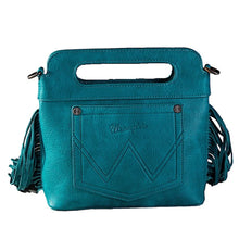 Load image into Gallery viewer, Wrangler Bag Embroidered Fringe Crossbody Turquoise
