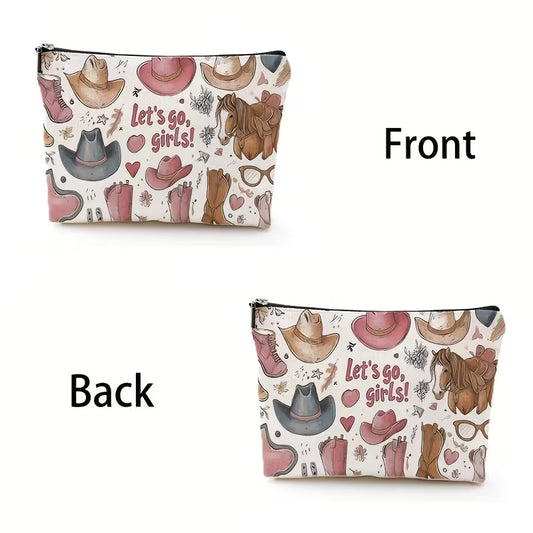 Western Cowgirl “Let’s Go” Makeup & Pencil Case – Vintage Style