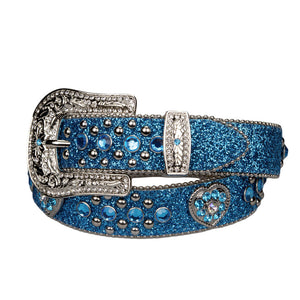 Belt - Western - Girls Turquoise Sparkling with Hear Concho