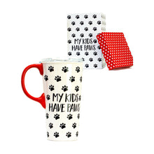 Load image into Gallery viewer, Ceramic Travel Cup Gift Box My Kids Have Paws
