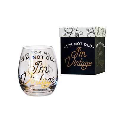 Stemless Wine Glass Gift box I'm not old I'm Vintage