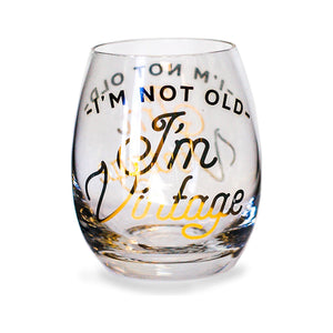 Stemless Wine Glass Gift box I'm not old I'm Vintage