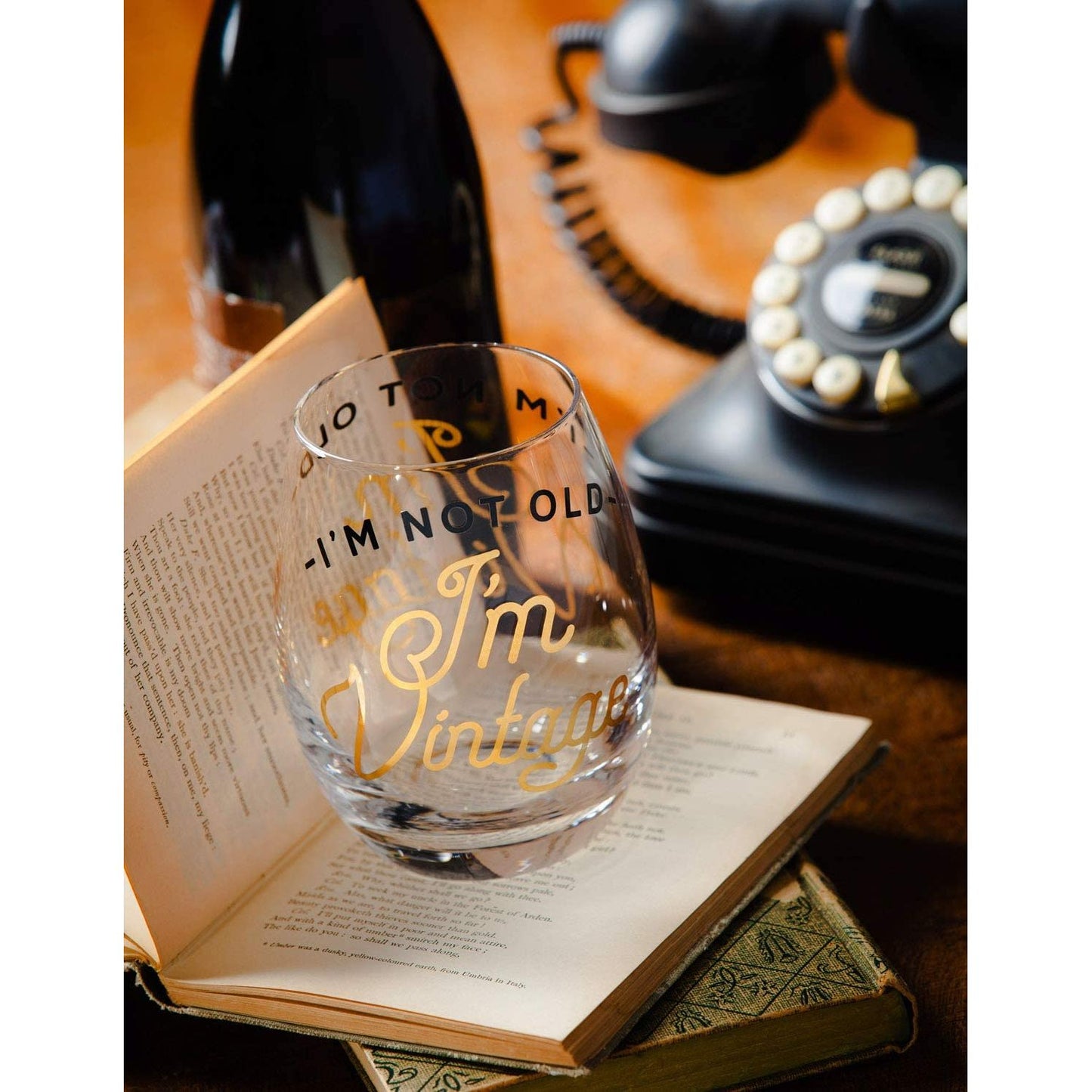Stemless Wine Glass Gift box I'm not old I'm Vintage