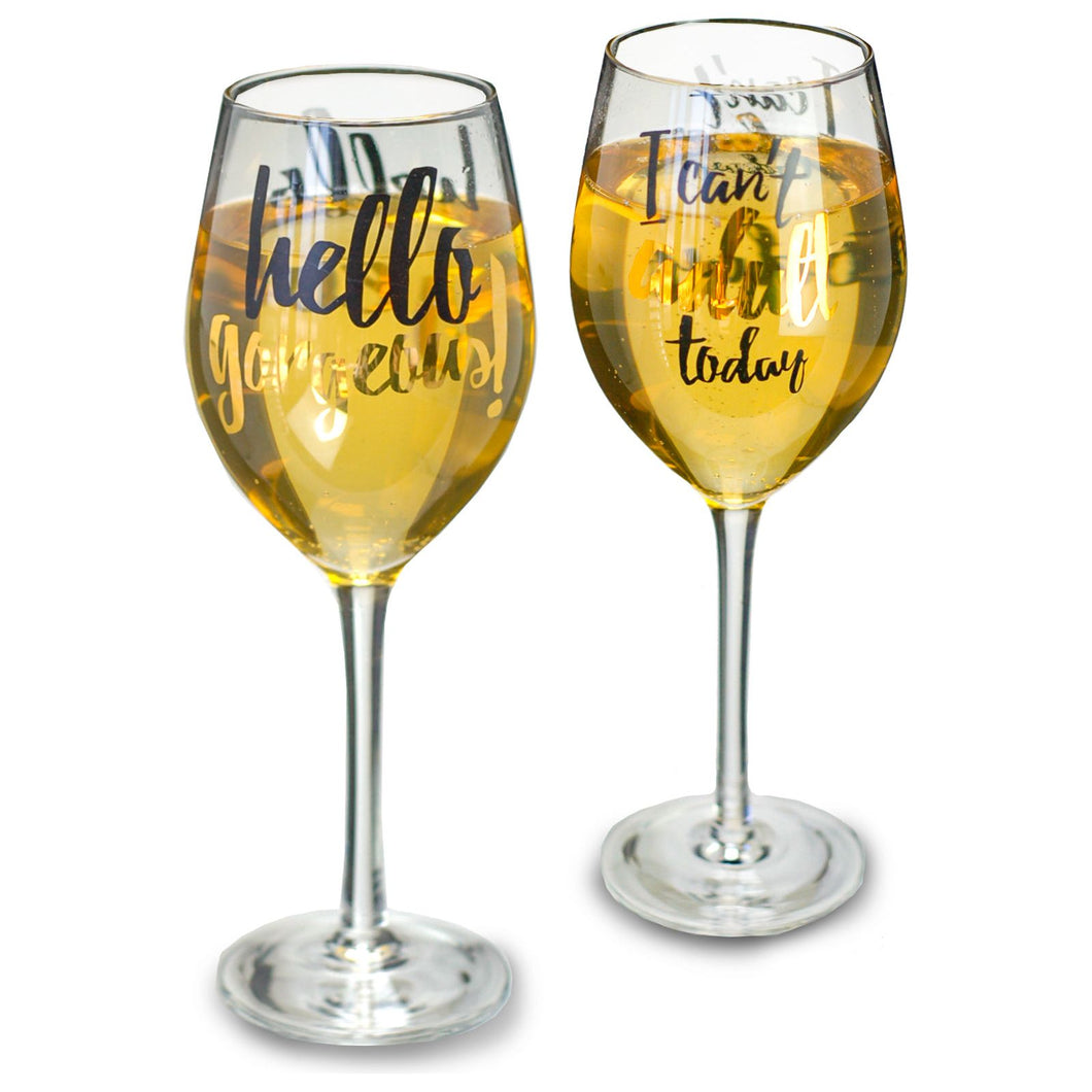 Wine Glasses Tall Hello Cant Adult Georgeous Twin Set Evergreen