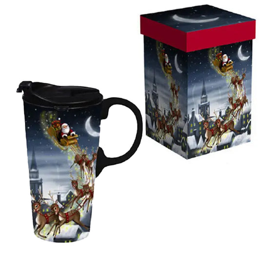 Ceramic Christmas Travel Mug Gift – Santa’s Magical Sleigh 🎄✨