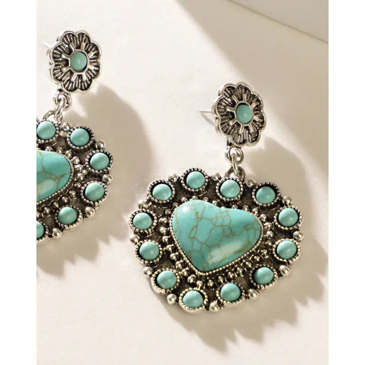 Plaid Heart Earrings – Blue