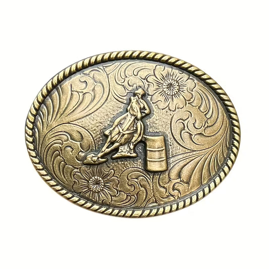 Western Barrel Racer Belt Buckle