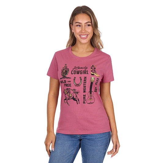 Pure Western Women’s Trinity T-Shirt – Raspberry