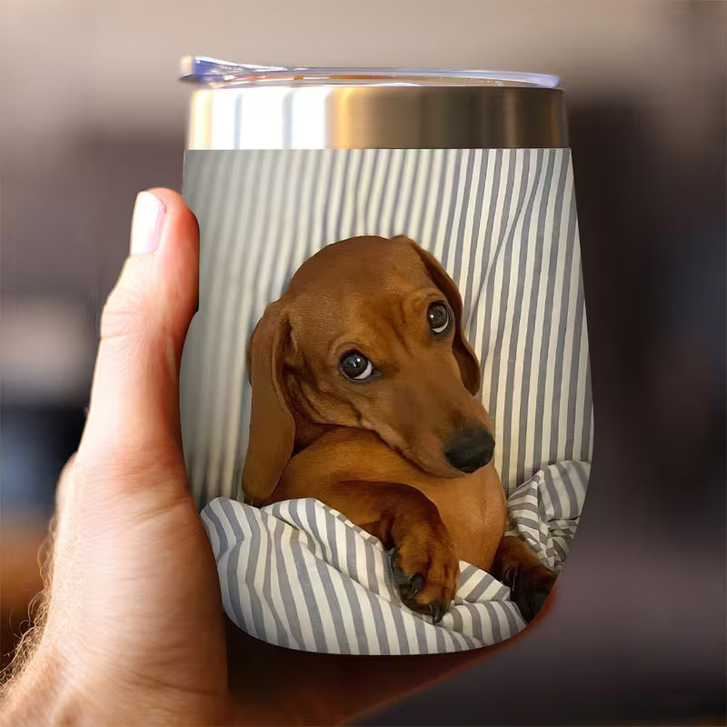 Dachshund 12oz Stainless Steel Insulated Cup – Cute Dog Travel Mug with Anti-Spill Lid