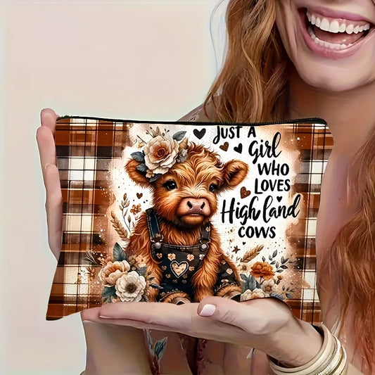 Highland Cow Multifunctional Travel Cosmetic Bag