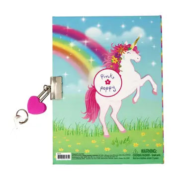 Pink Poppy Stardust Unicorn Lockable Notebook
