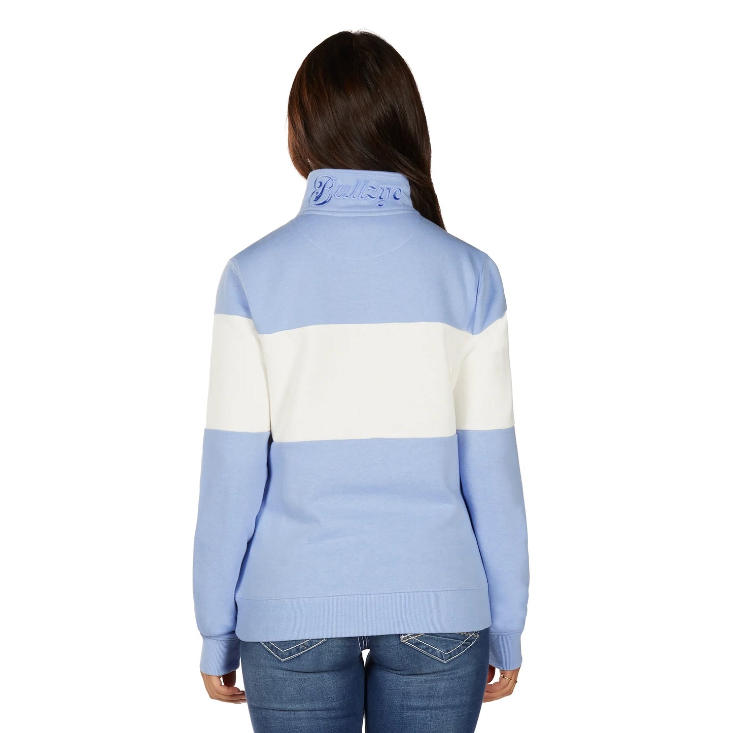 Bullzye Women’s Kai 1/4 Zip Pullover – Light Blue/Cream