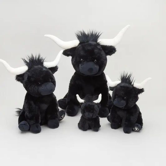 Black Medium Longhorn Highland Plush Cow – 23cm