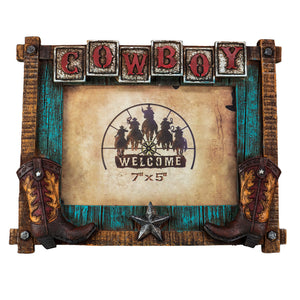 Photo Frame - Resin - 5 x 7 - Cowboy Wording and Boots