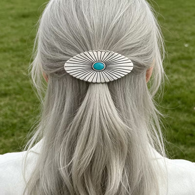 Western Turquoise Concho Hair Clip