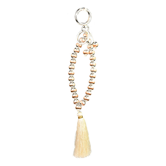 High Fashion tassels metal Keyring Bag chain - White