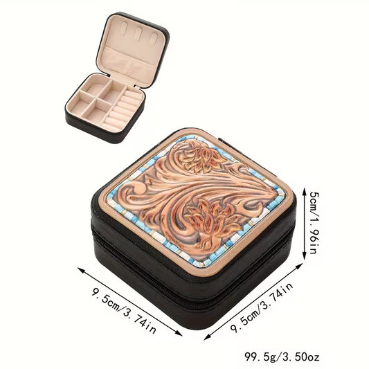 Boho Chic Jewelry Organizer Box with Detachable Tray