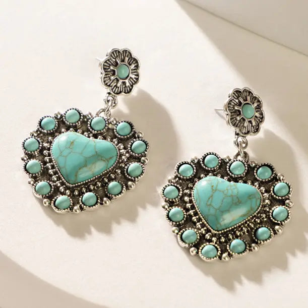 Plaid Heart Earrings – Blue