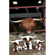 Load image into Gallery viewer, Texas Longhorn Highland Cream Small Brown Cow Plush Toy 18cm
