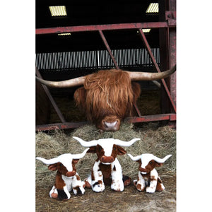 Texas Longhorn Highland Cream Small Brown Cow Plush Toy 18cm