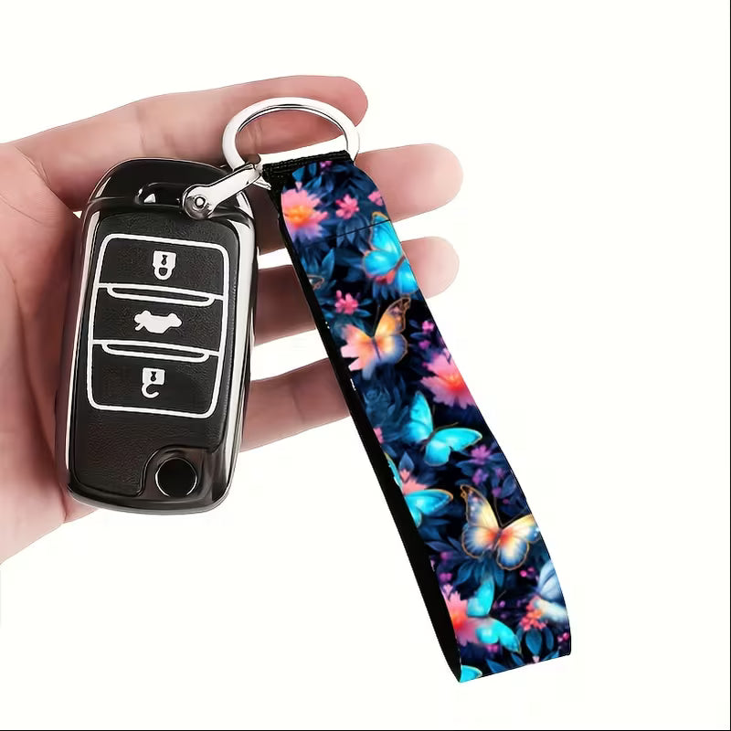 Glowing Butterfly Pattern Wrist Keychain
