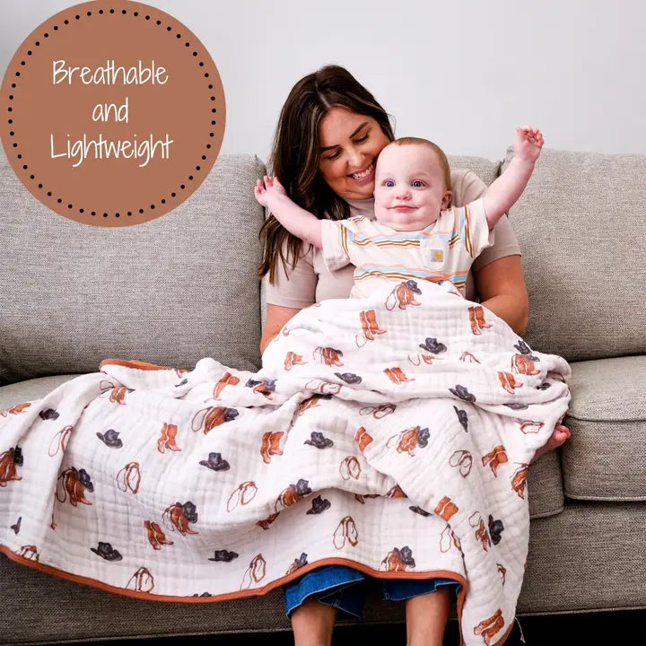 Better in Boots Muslin Quilt Baby & Kids Blanket – 47x47