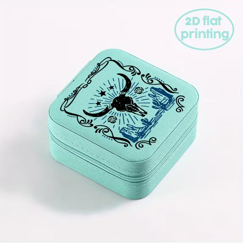 Western Bull Skull Jewelry Storage Box – Travel Organizer for Women