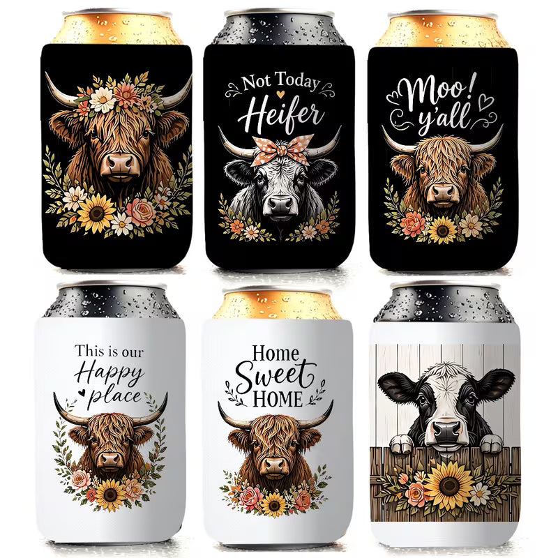 Assorted Western Stubby Holders – Highland Cow & Cowboy Insulated Can Coolers