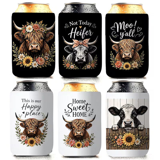 Assorted Western Stubby Holders – Highland Cow & Cowboy Insulated Can Coolers