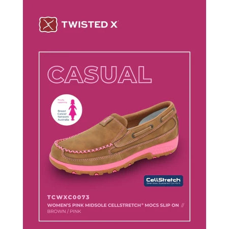 Twisted X Women’s Pink CellStretch® Slip-On - Brown / Pink