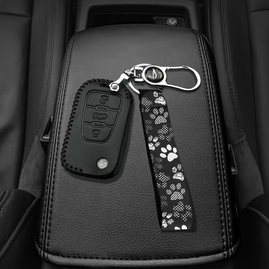 White Paw Print Keychain & Wristband