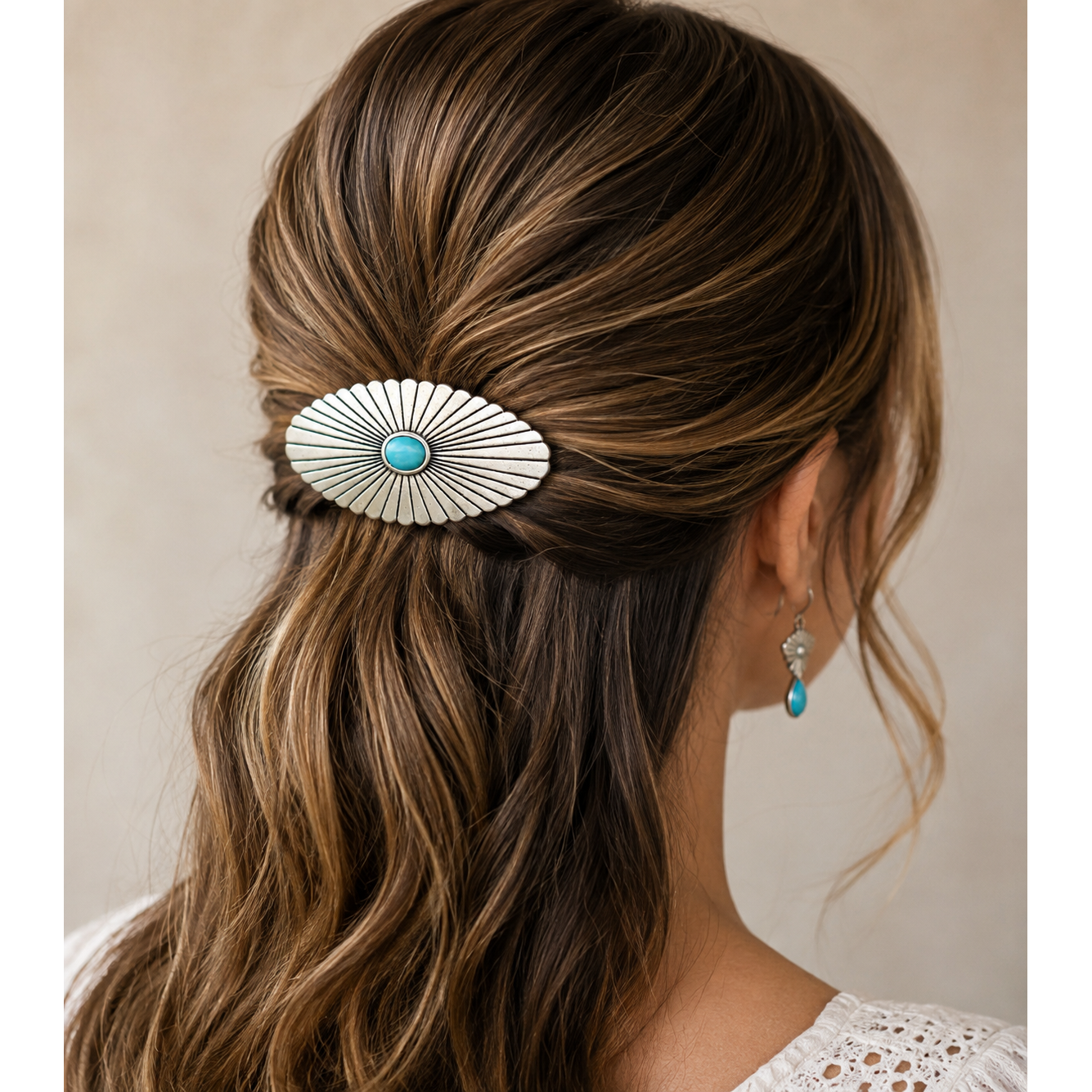 Western Turquoise Concho Hair Clip