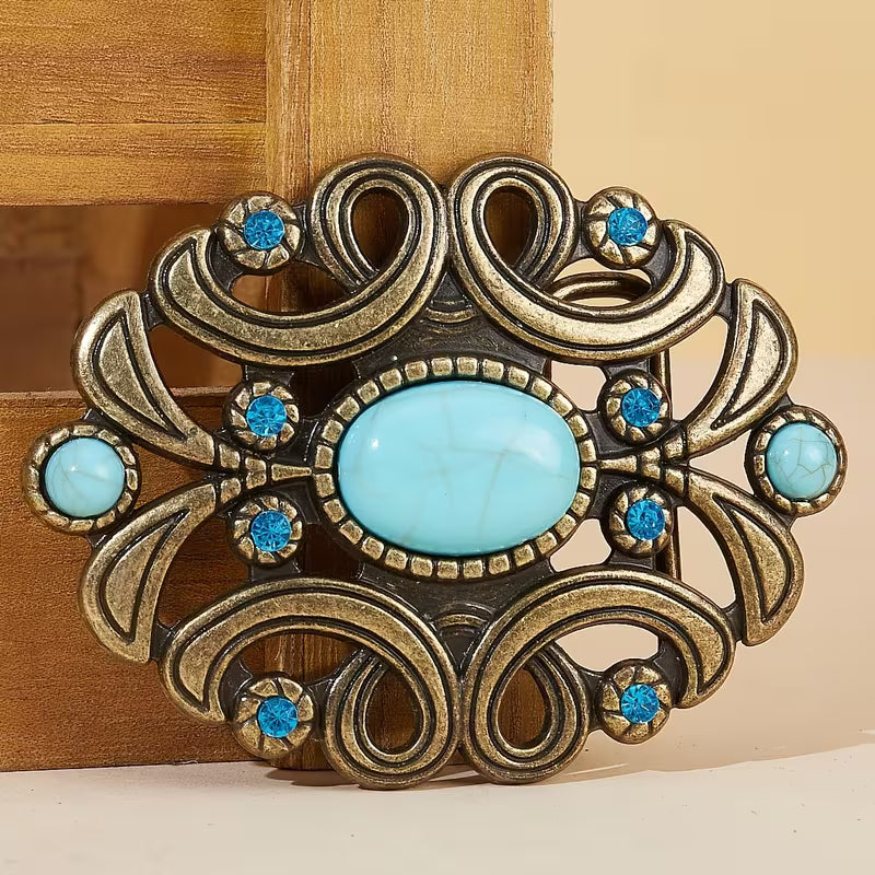 Western-Style Turquoise Belt Buckle