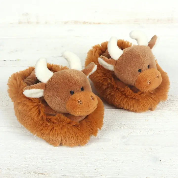 Jomanda Highland Cow Plush Baby Soft Slippers