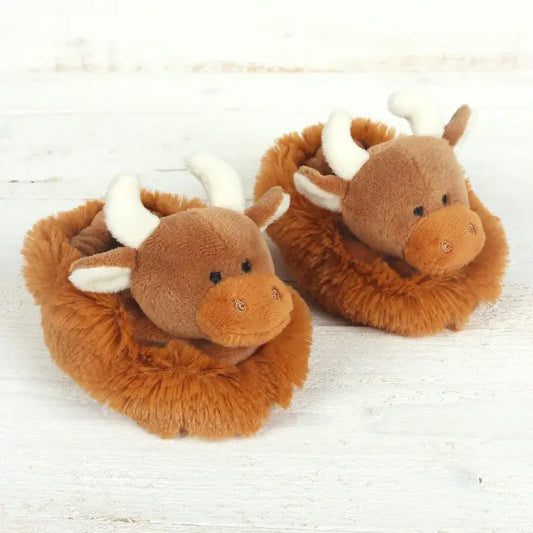 Jomanda Highland Cow Plush Baby Soft Slippers
