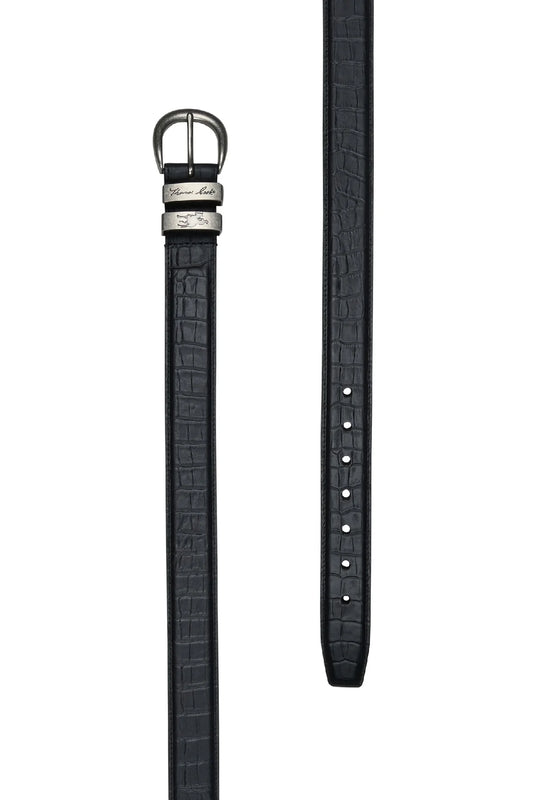 Thomas Cook Black - Crocodile Twin Keeper Belt