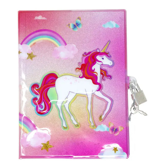 Pink Poppy Unicorn Butterfly 3D Lockable Diary