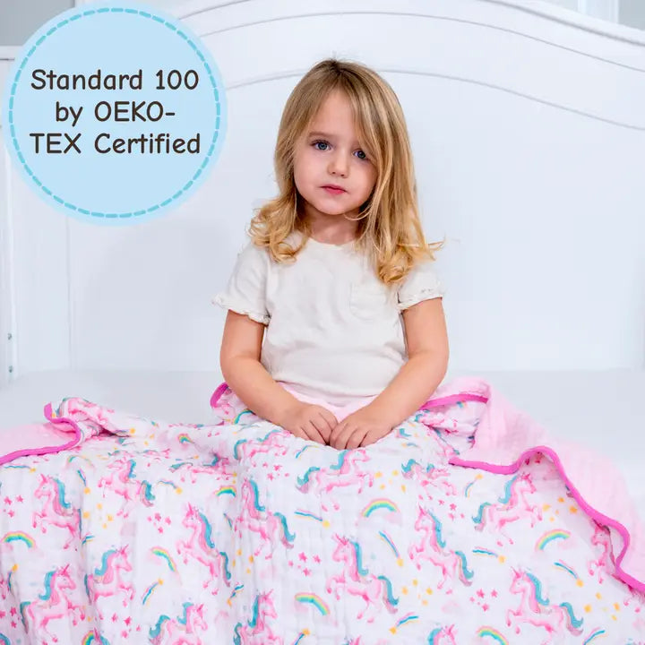 Unicorn Crew Muslin Quilt Baby & Kids Blanket – 47x47