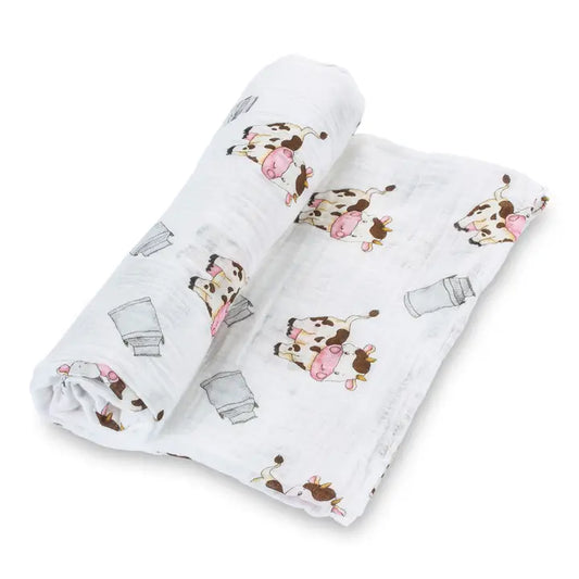 The Cow Goes Moo Baby Muslin Swaddle Blanket – 47x47
