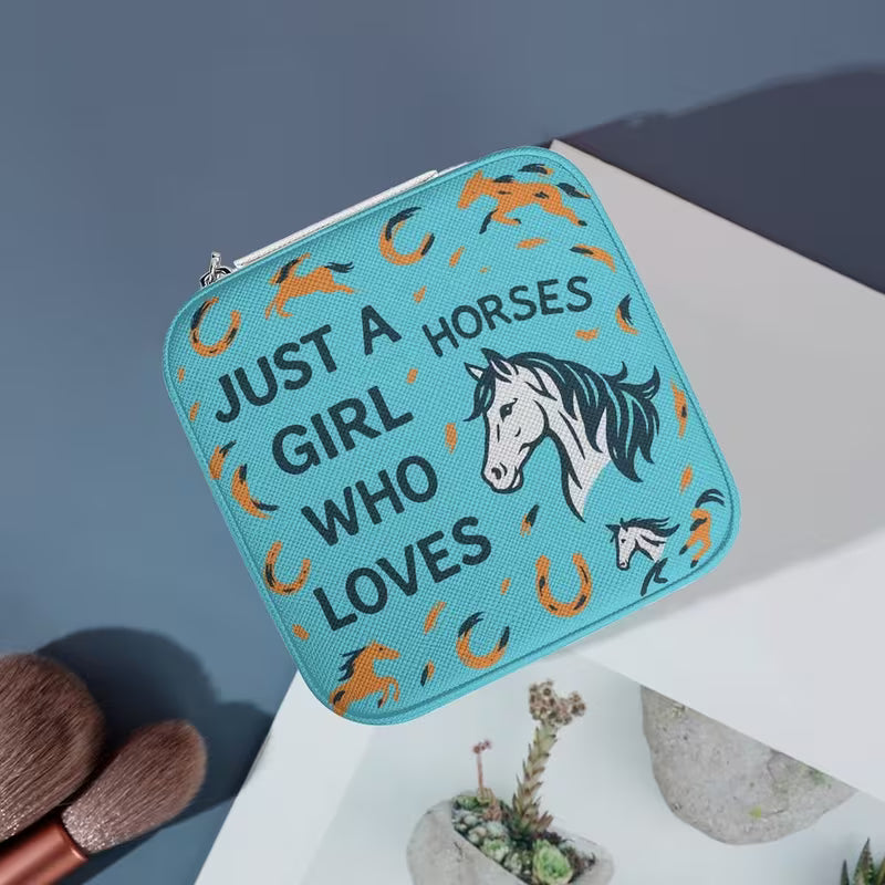 Horse Lover Small Travel Jewellery Box – Turquoise