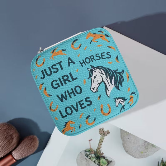 Horse Lover Small Travel Jewellery Box – Turquoise