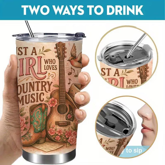 Just a Girl Who Loves Country Music – 20oz Stainless Steel Travel Mug