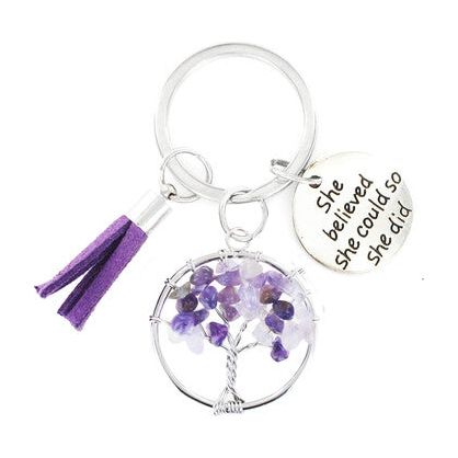 Tree of Life Keyrings – Assorted Gemstone Collection