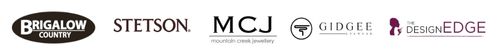 Logos of Brigalow Country, Stetson, MCJ, Gidgee Eyewear and The Design Edge