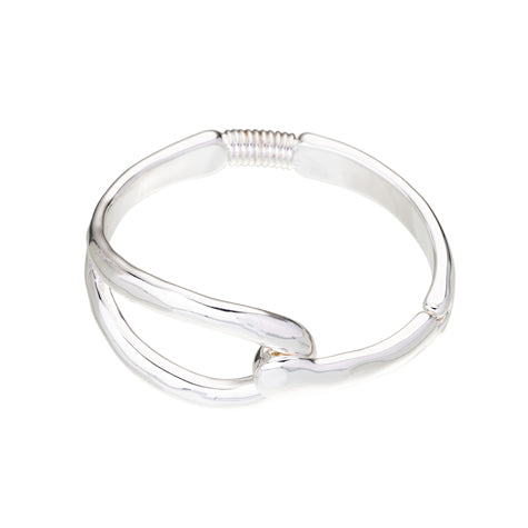 Lotus - Sterling Silver Hinged Bangle Bracelet