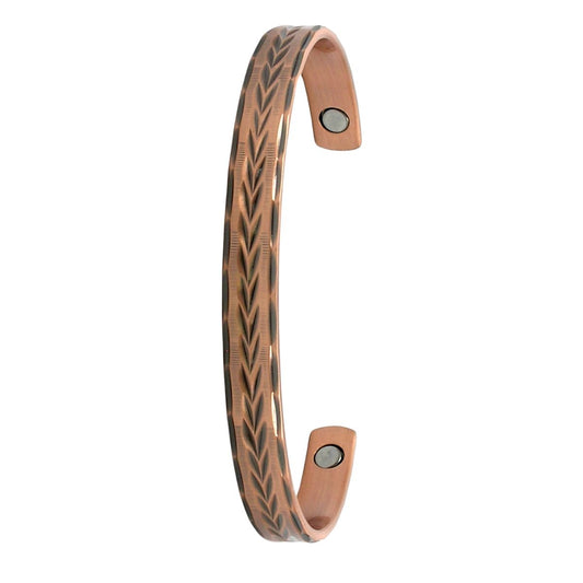 Feathered Arrow Pattern Copper Magnetic Therapy Cuff Bracelet