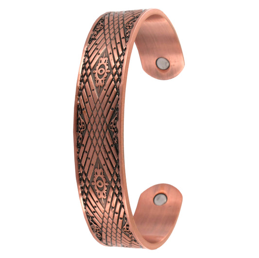Geometric Copper Magnetic Therapy Cuff Bracelet