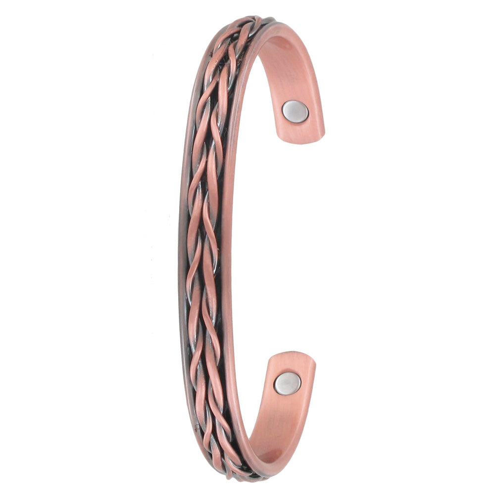 Fishtail Braid Copper Bangle – Plaited Solid Copper Magnetic Therapy Bracelet