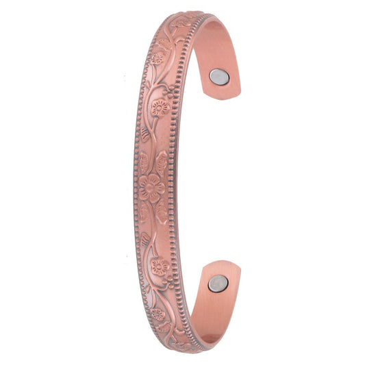 Floral Raised Design Copper Bangle