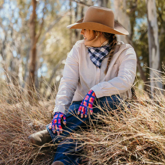 Bush Mits Desert Sunset Gingham UPF 50+ Sun Protection Gloves